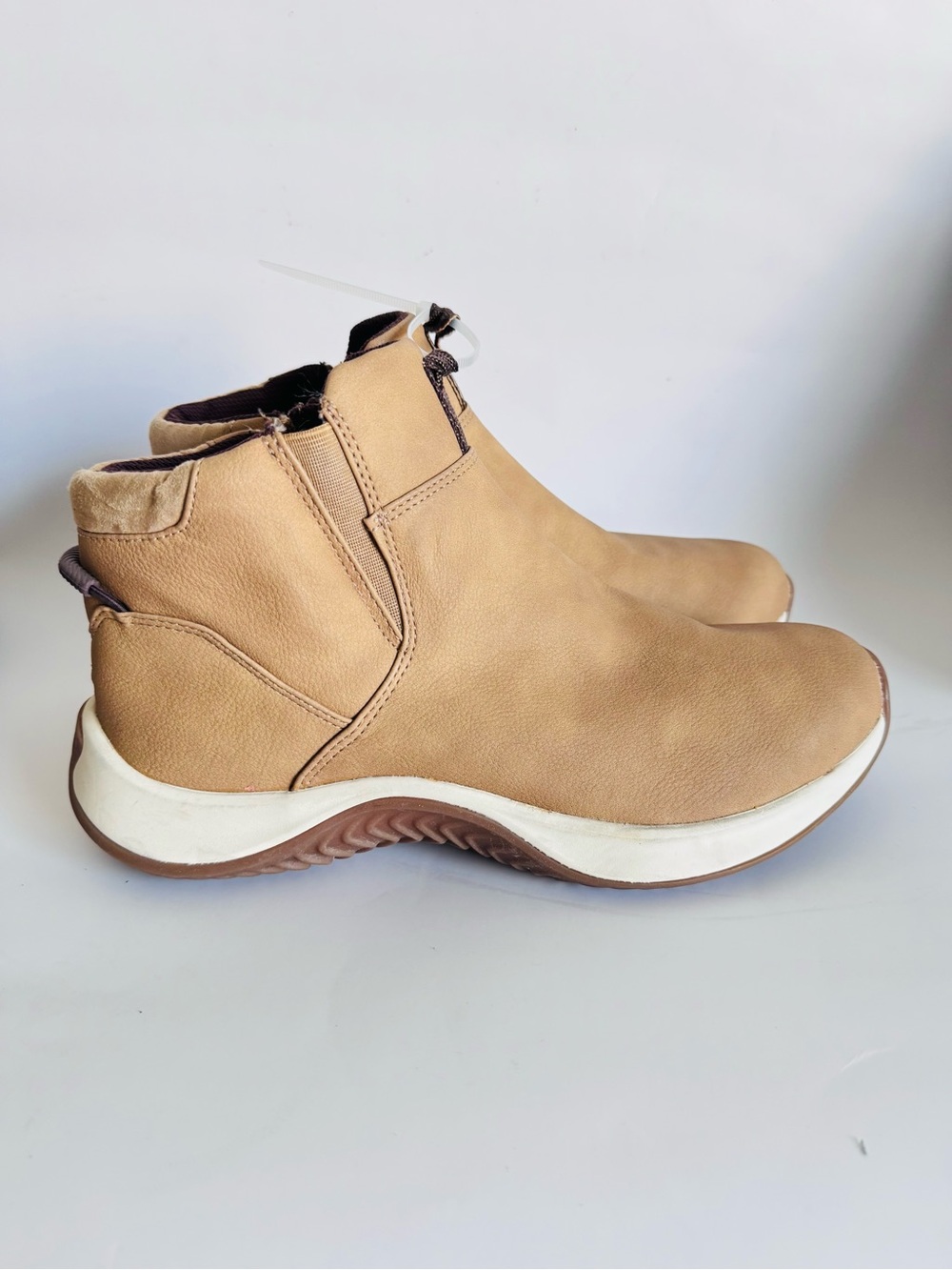 Ryka Tan Slip-On Ankle Boots with White Midsole